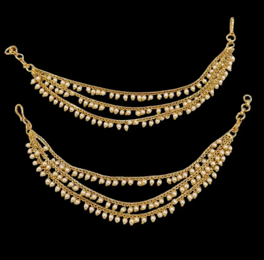  Three Layers White Pearl Desinger  Ear Chain 