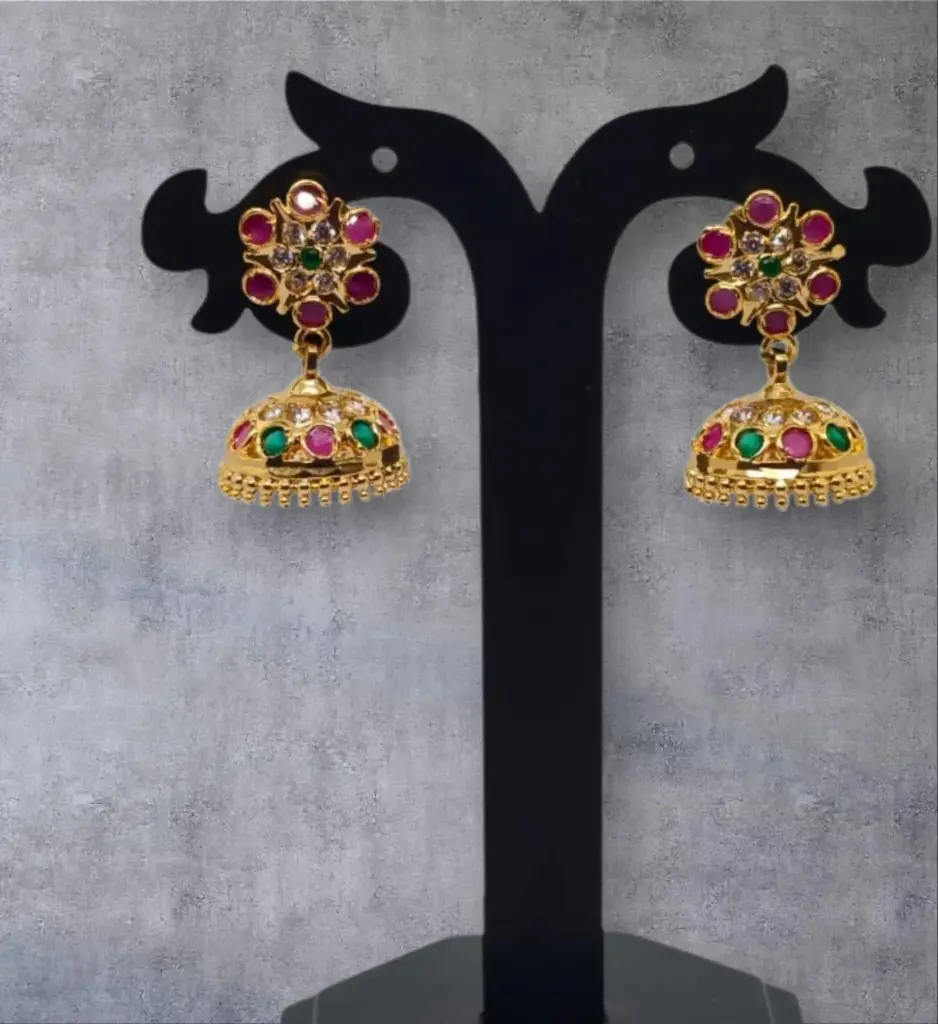 Micro Gold Impon Stone Jhumka 