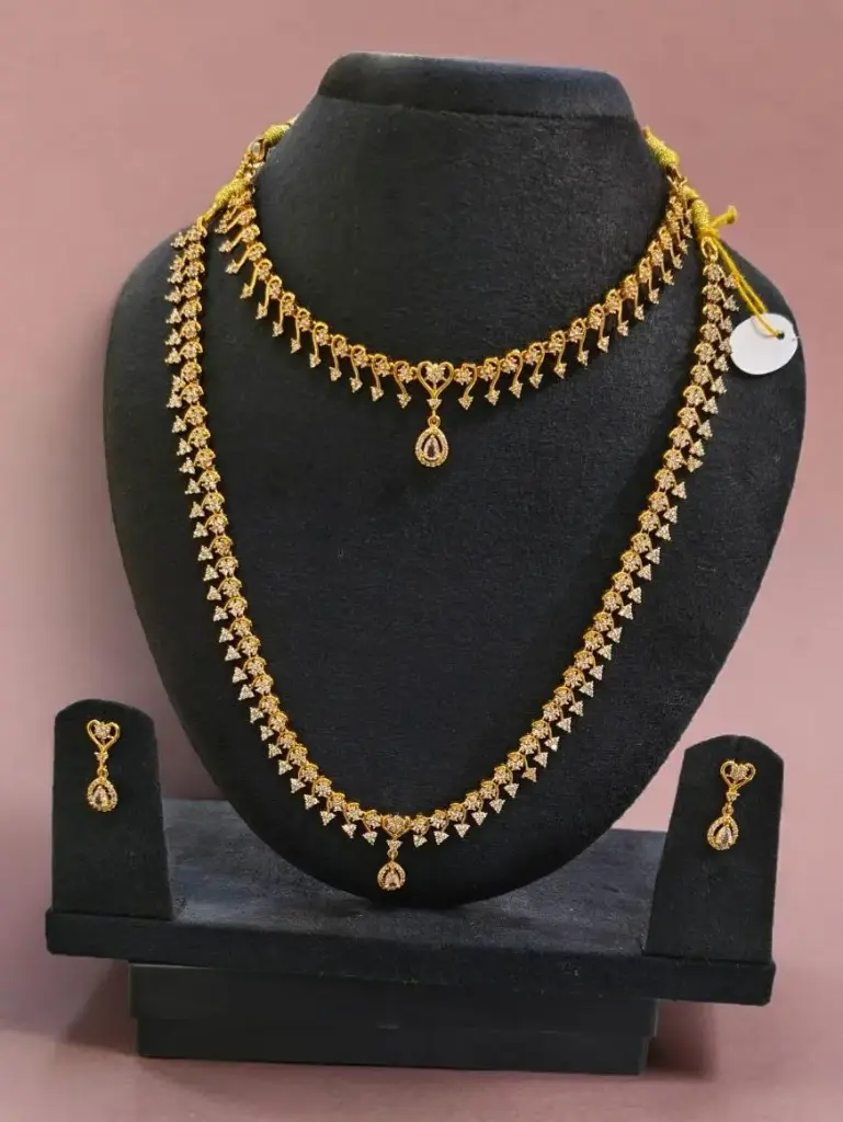 Simple Diamond Look Mini Haram,Neacklace Set 