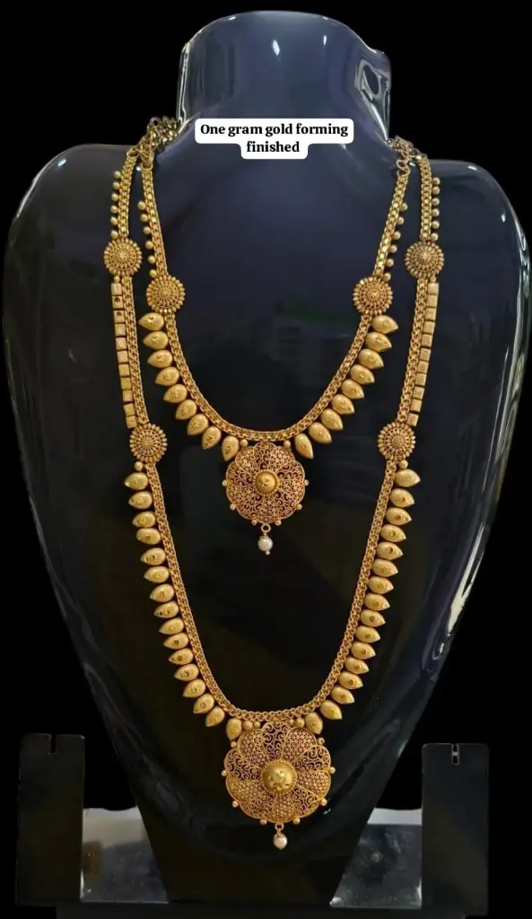 One Gram Gold Forming Finished Haram, Necklace combo set