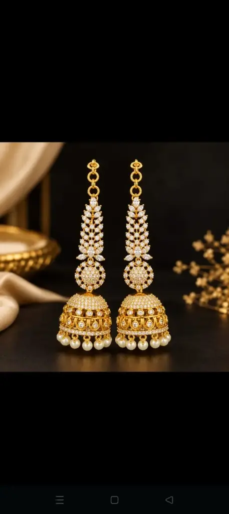 AD & Gold plated Jhumka Earing