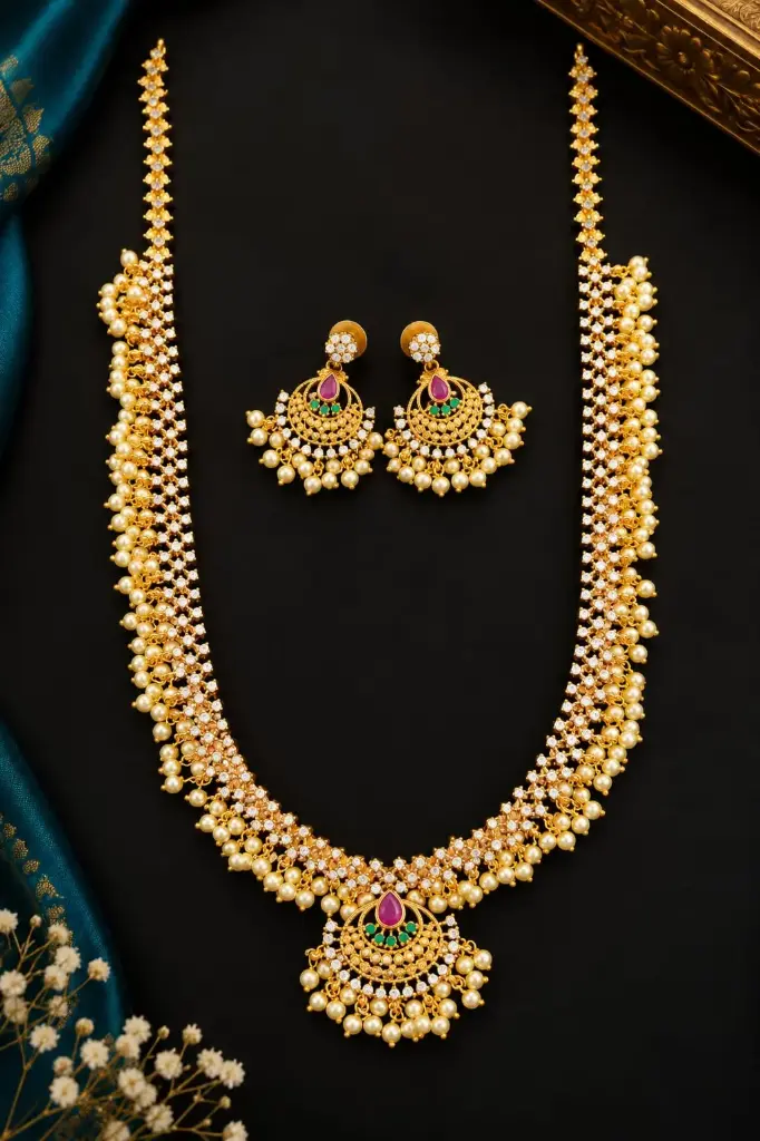 Antique Finishing Pearl Necklace set