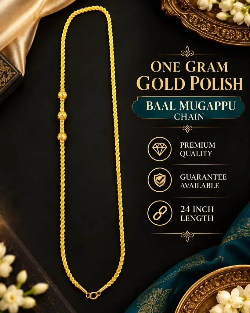 One Gram Gold Polish Baal Mugappu Chain