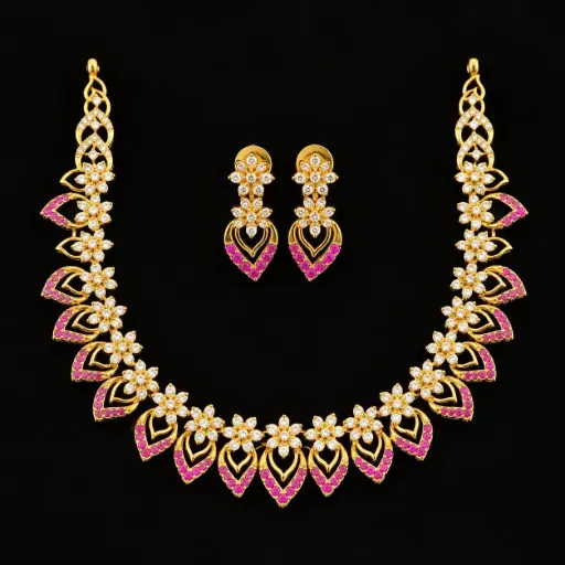 Ruby Pink Floral Neckset